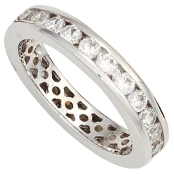 Ring Damenring mit Zirkonia weiß rundum 925 Silber glänzend Silberring