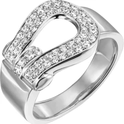 Ring Damenring 12mm breit 55 Zirkonia weiß 925 Silber rhodiniert glänzend