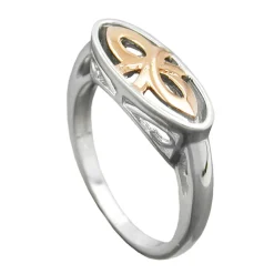 Ring Damenring Oval mit Muster 925 Silber rotvergoldet bicolor