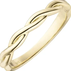 Ring Damenring 2-reihig geflochten 585 Gold Gelbgold Fingerschmuck Gelbgoldring