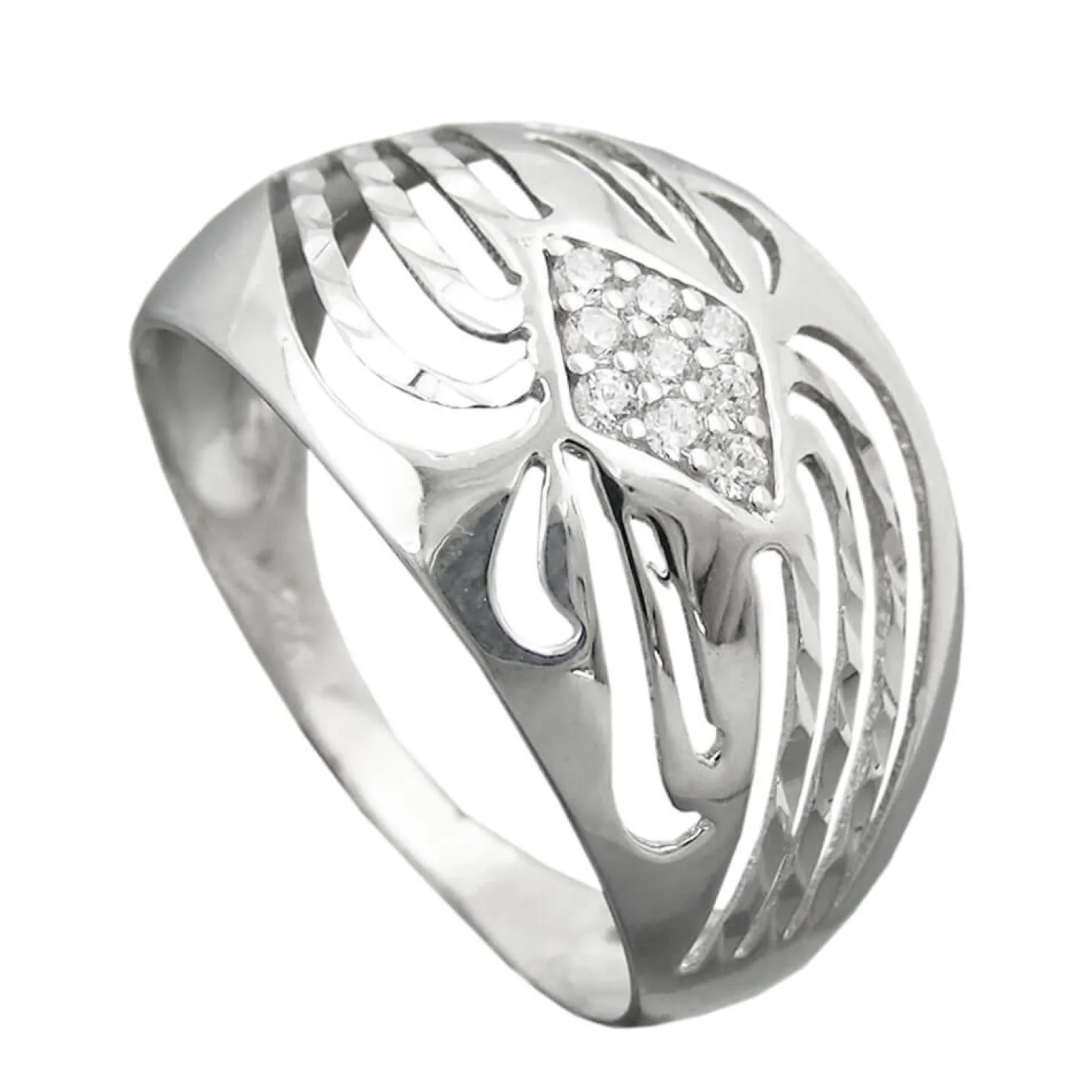 Ring Damenring Rhombus aus weißen Zirkonia 925 Silber