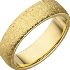 Ring Damenring 925 Silber vergoldet mit Sternenstaub Struktur flach 5,5mm breit