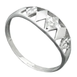 Ring Damenring weiße Zirkonia Rhomben teilmatt 925 Silber