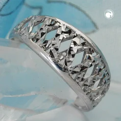 Ring Damenring weiße Zirkonia zick zack Muster 925 Silber
