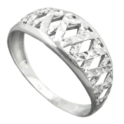 Ring Damenring weiße Zirkonia zick zack Muster 925 Silber