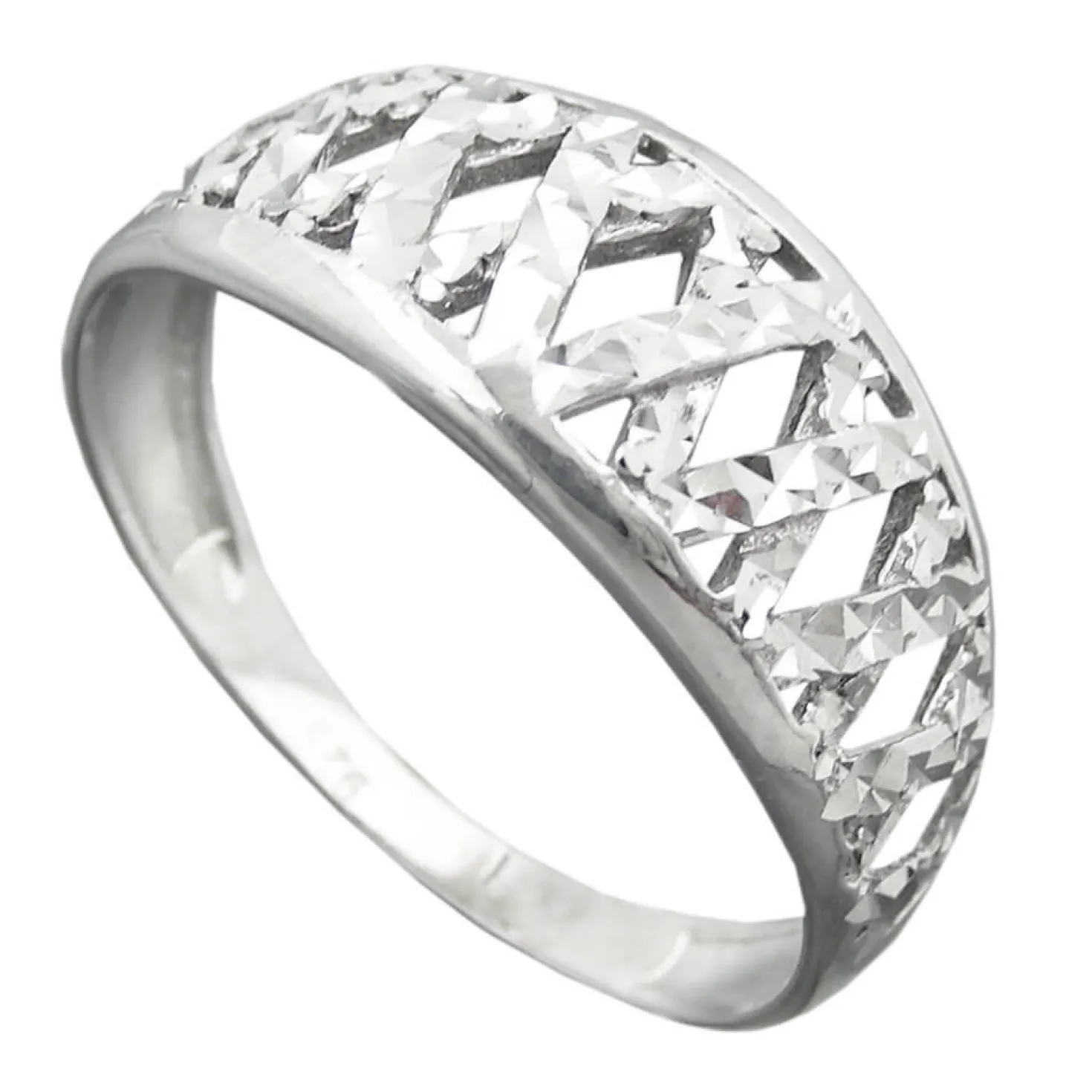 Ring Damenring weiße Zirkonia zick zack Muster 925 Silber