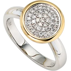 Ring 40 Diamant Brillanten 0.28Ct W/SI 585 Gold bicolor Damen