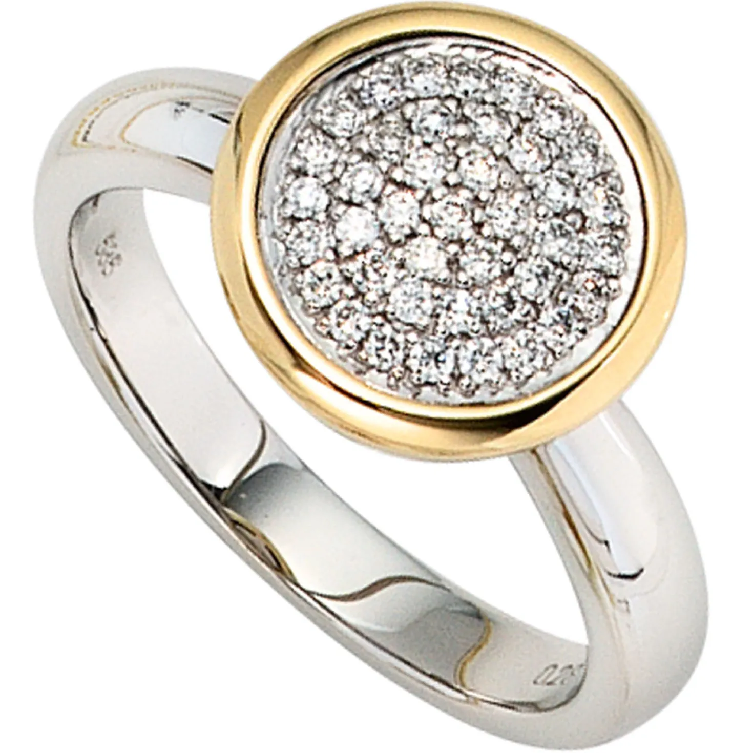 Ring 40 Diamant Brillanten 0.28Ct W/SI 585 Gold bicolor Damen