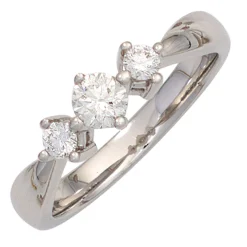 Ring 3 Diamanten Brillanten 0,50 Ct 585 Gold Weißgold Dreistein-Ring