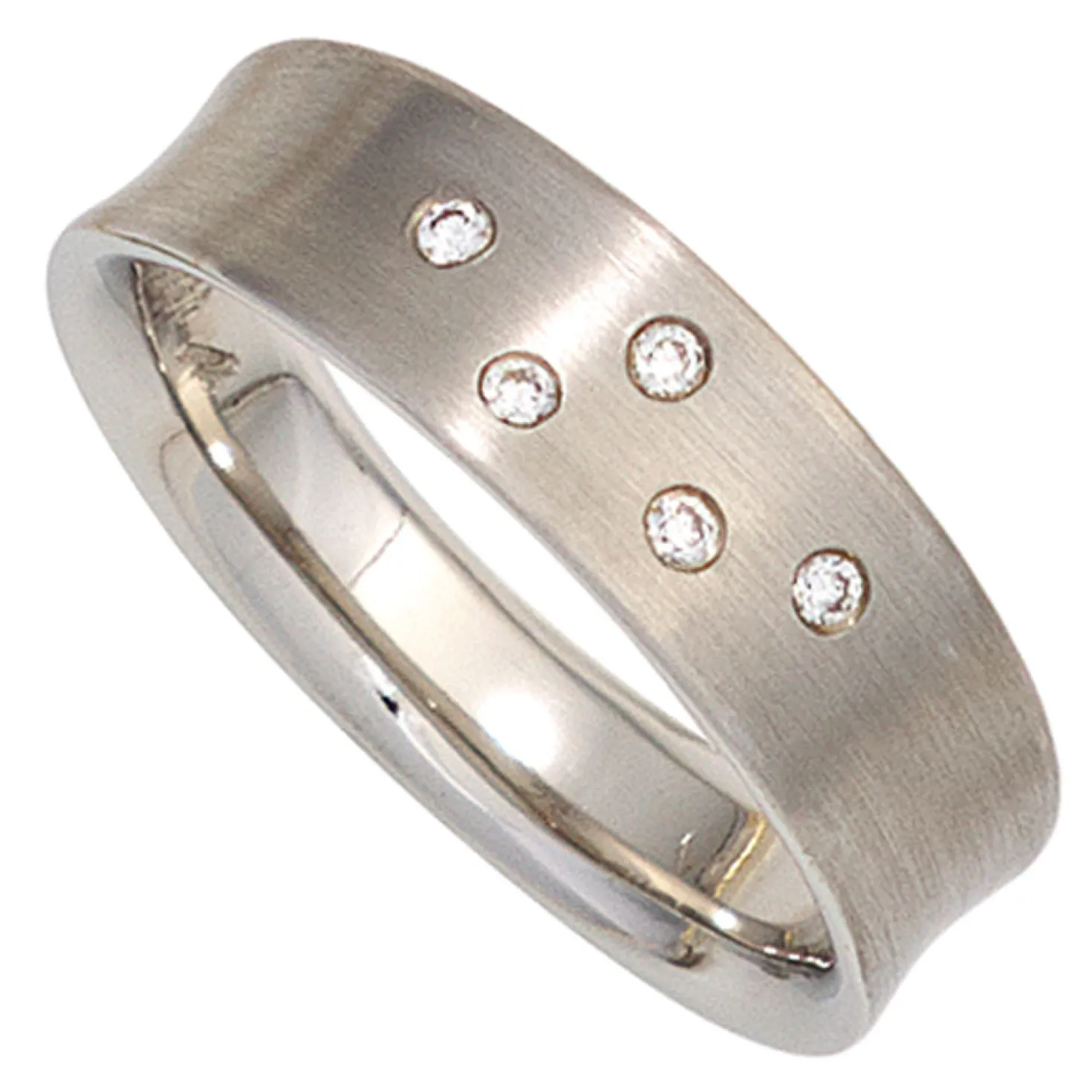 Ring 5 Diamanten Brillanten 0.06Ct W/SI 950 Platin mattiert Platinring