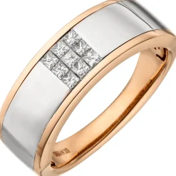 Ring 9 Diamanten 0.33Ct Princess-Schliff 585 Gold Rotgold Rosegold