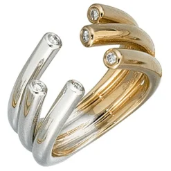 Ring Diamanten 0.12Ct W/SI Brillanten 585 Gold gelb weiß Damen