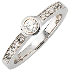 Ring 13 Diamanten 0.34Ct W/SI Brillanten 585 Gold Weißgold