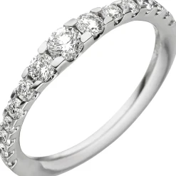 Ring 15 Diamanten im Verlauf 0,66 Ct 585 Gold Weißgold Diamantring