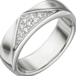 Ring Dreieck Muster mit weißen Zirkonia, 925 Silber Silberring Fingerschmuck