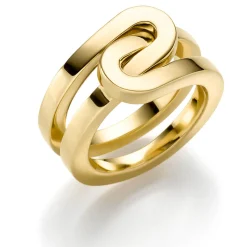 Ring Fingerring aus 585 Gold Gelbgold Breite 9mm glänzend Paper-Clip-Muster