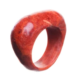 Ring Fingerring aus Koralle Schaumkoralle Massiv rot glatt