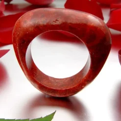Ring Fingerring aus Koralle Schaumkoralle Massiv rot glatt