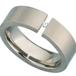 Ring für Damen Damenring aus Titan mit Diamant 0.03Ct W/SI Brillant Titanring