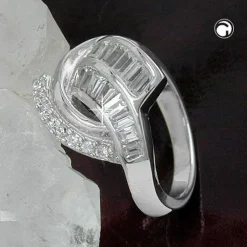 Ring für Damen Damenring mit Zirkonia 925 Silber rhodiniert