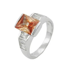 Ring für Damen Damenring mit Zirkonia topas-weiß 925 Silber
