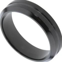 Ring Herrenring Edelstahl schwarz beschichtet teilmattiert schlicht Breite 5,9mm