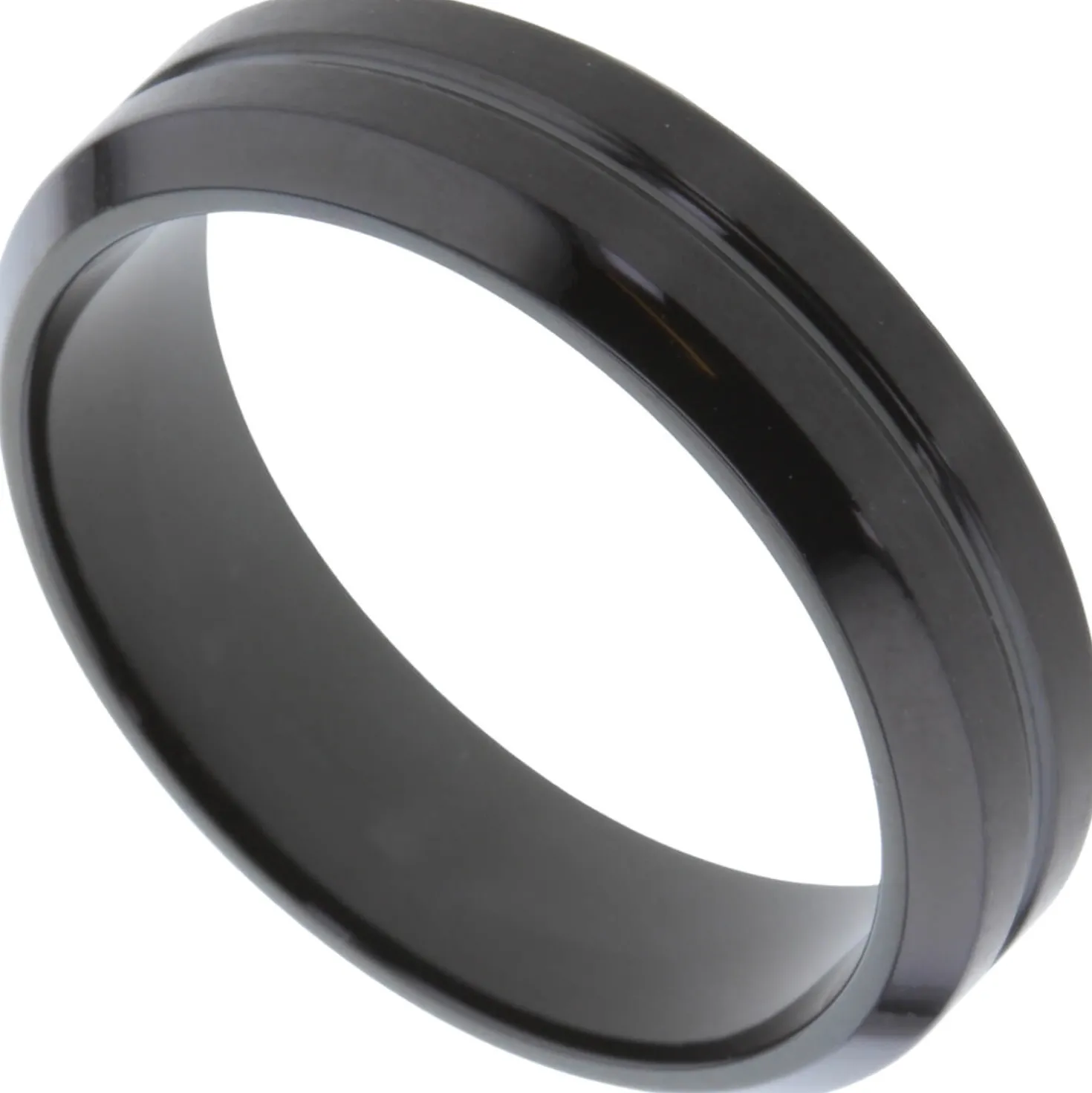 Ring Herrenring Edelstahl schwarz beschichtet teilmattiert schlicht Breite 5,9mm