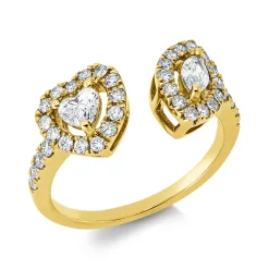 Ring Herz aus 750 Gold Gelbgold 38 Diamanten 0,73ct B:9,5mm