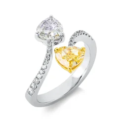 Ring Herz aus 750 Gold gelb/weiß 24 Diamanten 2,2ct B:12,8mm