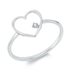 Ring Herz aus 750 Gold Weißgold Brillant 0,02ct TW-SI B:9,8mm 4er-Krappe