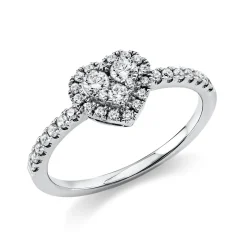 Ring Herz aus 585 Gold Weißgold 36 Diamanten 0,42ct TW-SI B:7,4mm