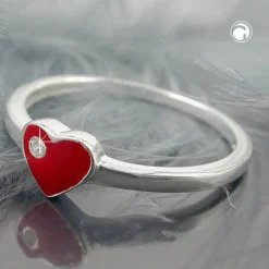 Ring Kinderring Herz-rot Zirkonia 925 Silber Kinder