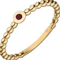 Ring Kugelring aus 375 Gold Gelbgold mit Rubin rot Rubinring schmal