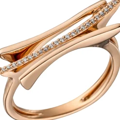 Ring mit 23 Diamanten 0.07Ct Brillanten 585 Gold Rotgold Diamantring
