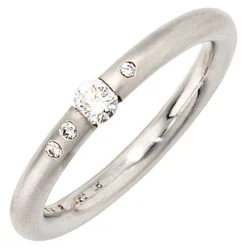 Ring mit 4 Diamanten 0.2Ct schlicht elegant 950 Platin Platinring