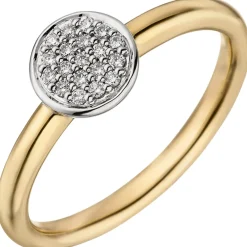 Ring mit 19 Diamanten 0.1Ct W/P1 Brillanten 585 Gold Gelbgold Weißgold bicolor