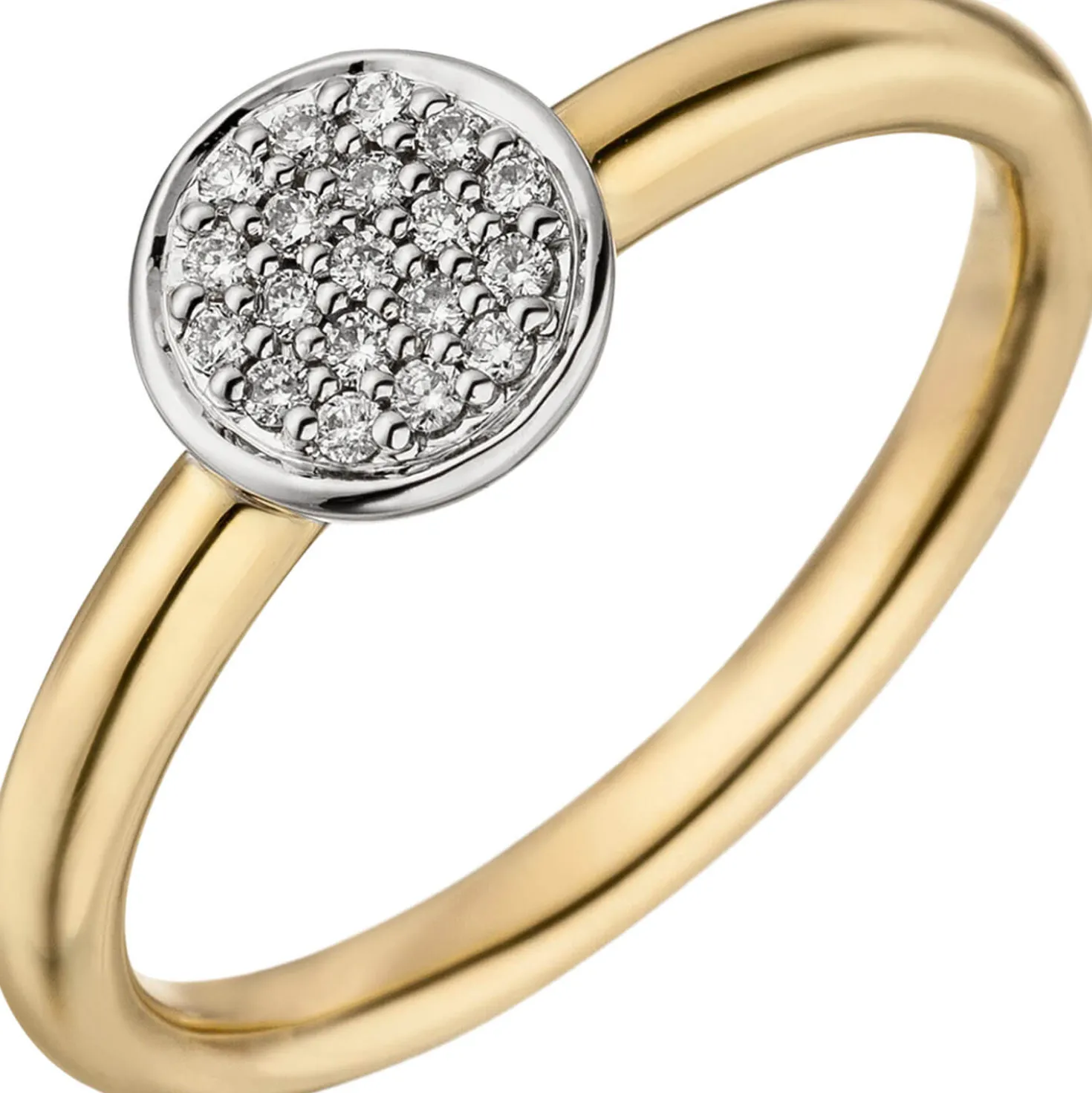Ring mit 19 Diamanten 0.1Ct W/P1 Brillanten 585 Gold Gelbgold Weißgold bicolor