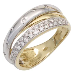 Ring mit 41 Diamanten 0.3Ct W/SI Brillanten 585 Gold Gelbgold & Weißgold bicolor