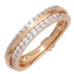 Ring mit 38 Diamanten 0.49Ct W/SI Brillanten 585 Gold Rotgold bicolor Fingerring