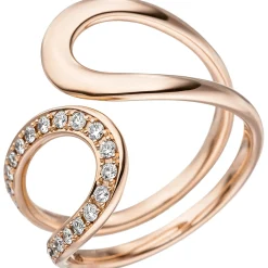 Ring mit 21 Diamanten 0.31Ct W/SI 2-reihig versetzt 585 Gold Rotgold Rotgoldring