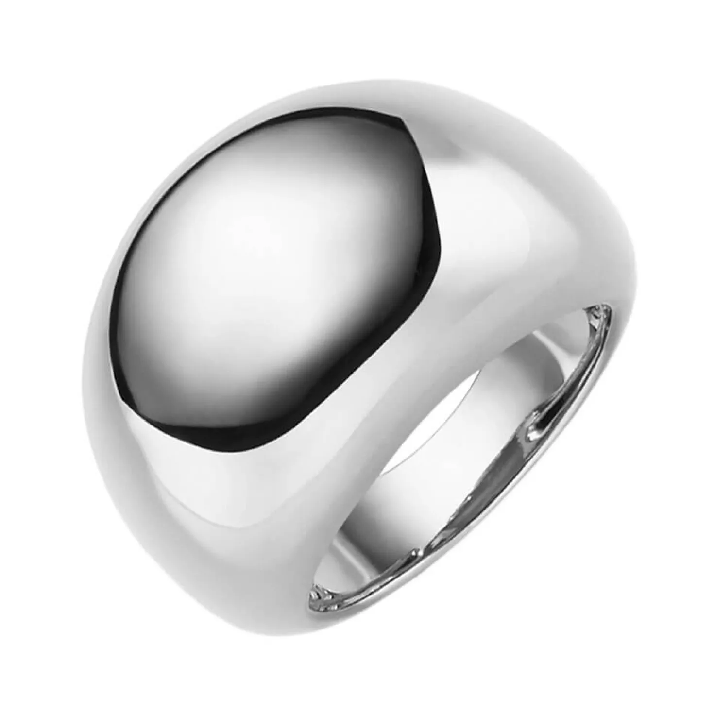Ring mit Wölbung aus 585 Gold Weißgold Breite 17mm Tiefe 7mm glatt glänzend