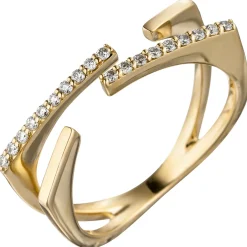 Ring offen mit 19 Diamanten 0.15Ct W/SI Brillanten 585 Gold Gelbgold Diamantring