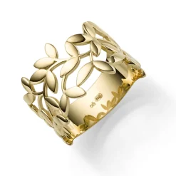 Ring Olivenzweig aus 585 Gold Gelbgold Breite 12mm glänzend Fingerring Damen
