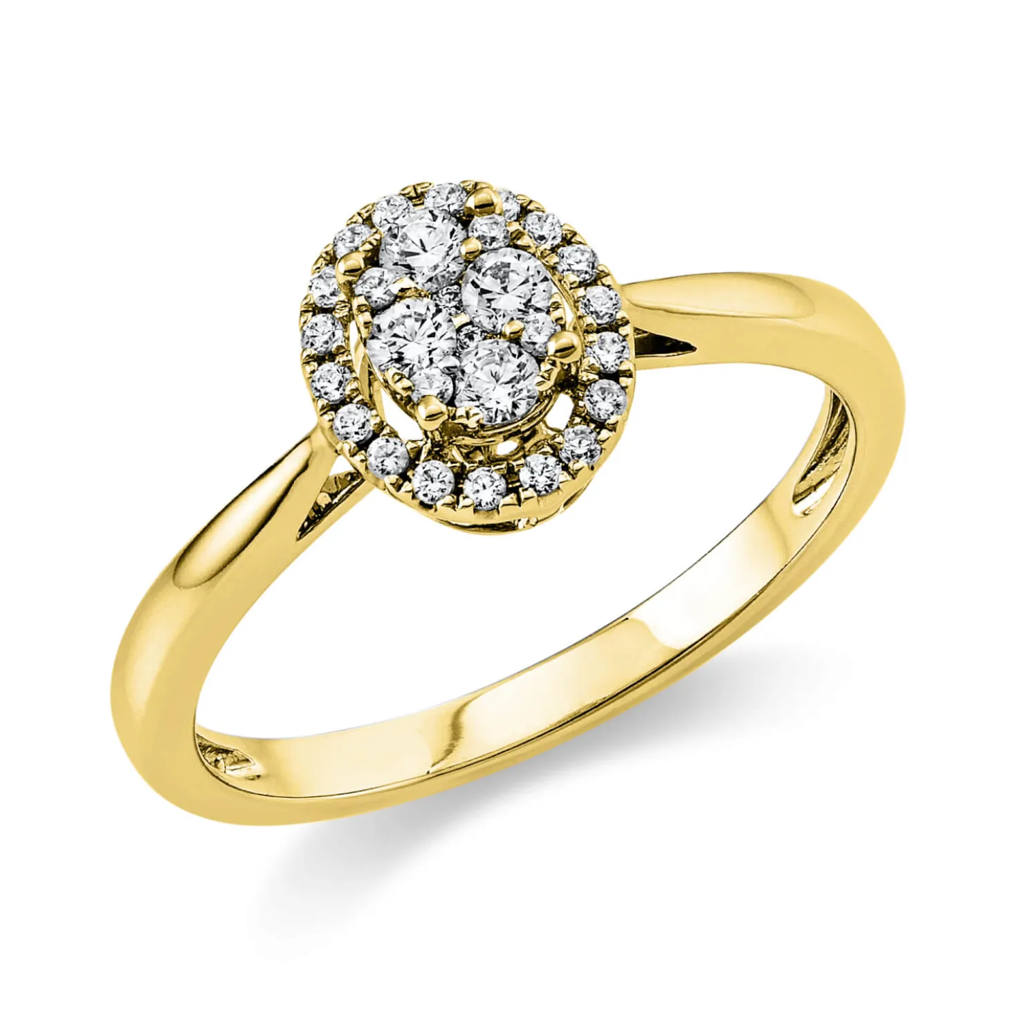 Ring Oval aus 585 Gold Gelbgold 28 Diamanten 0,23ct TW-SI B:8,5mm