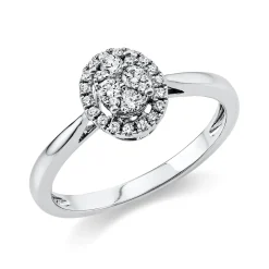 Ring Oval aus 585 Gold Weißgold 28 Diamanten 0,25ct TW-SI B:8,5mm