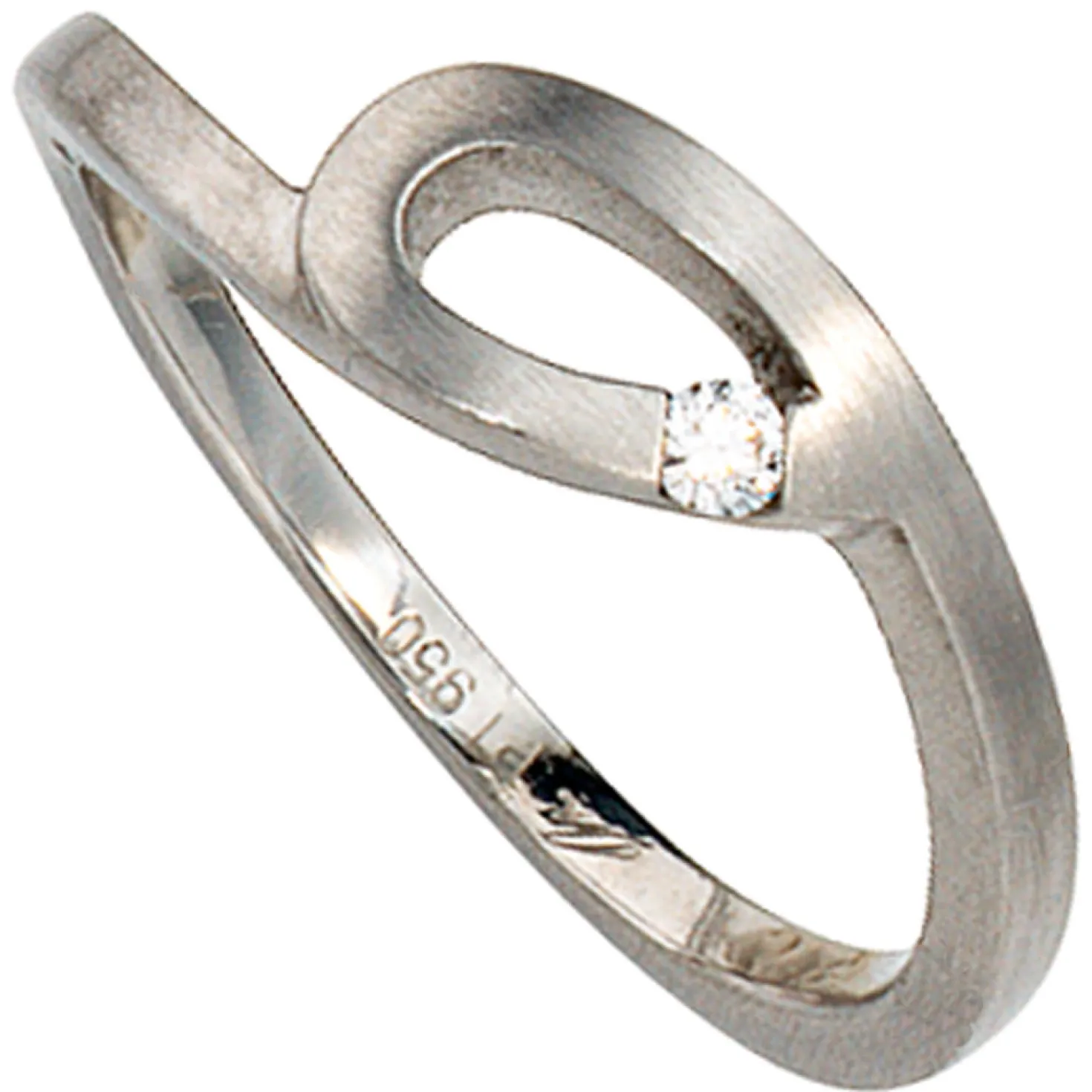 Ring 950 Platin mit Diamant 0.04Ct Brillant Platinring mit Schlaufe