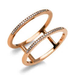 Ring 2-reihig aus 750 Gold Rotgold 42 Brillanten 0,08ct TW-SI B:10,6mm