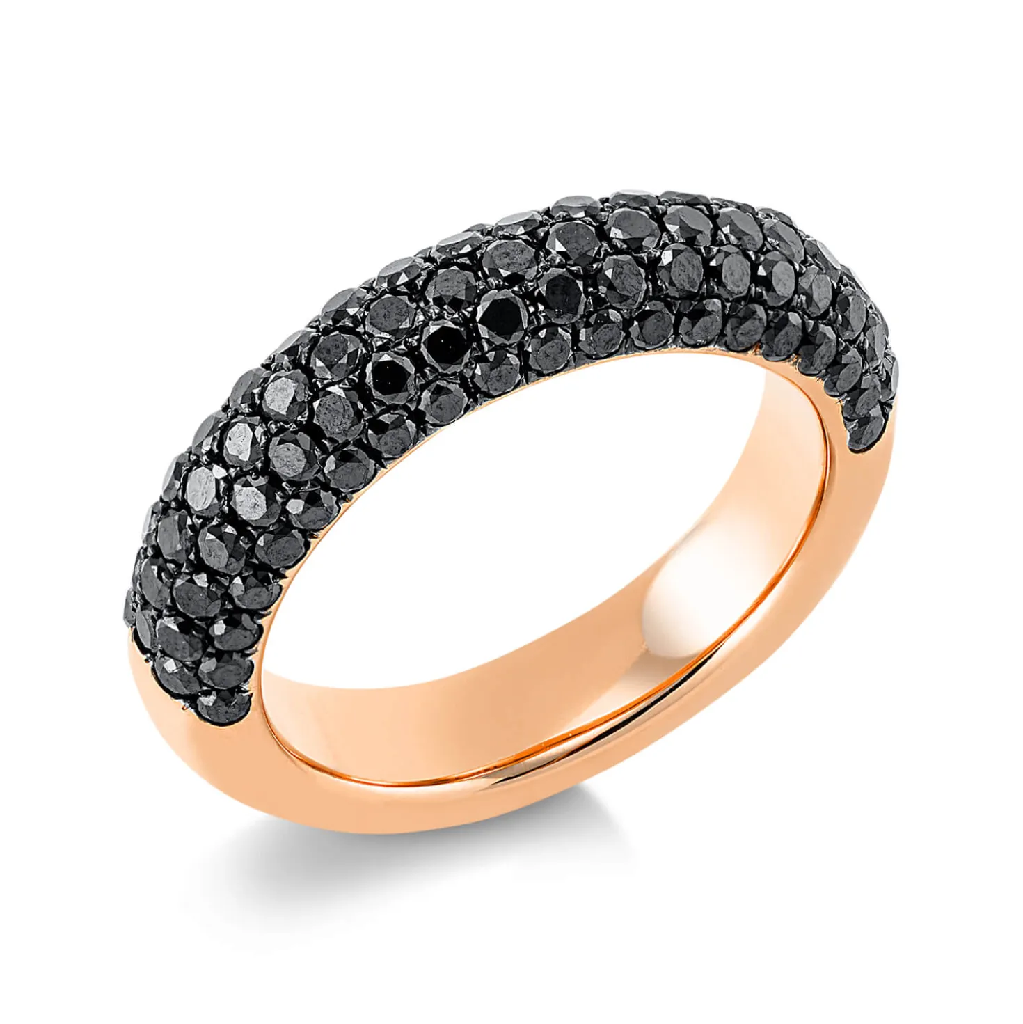 Ring 750 Rotgold 96 Brillanten 1,81ct schwarz B:5,2mm Fassung schwarz rhodiniert