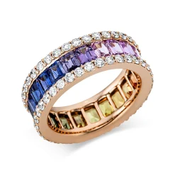 Ring 750 Rotgold 22 Saphire 5,43ct mehrfarbig 72 Brillanten 1,62ct TW-VSI B:6,5mm