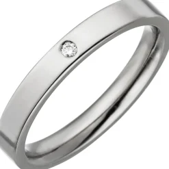 Ring schmaler Partnerring aus Titan mit Diamant 0.02Ct flach schlicht
